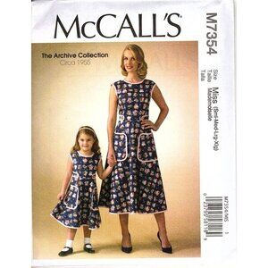 McCalls M7354 Misses S to XL Circa 1955 Pullover Wrap Dress UNCUT Sewing Pattern